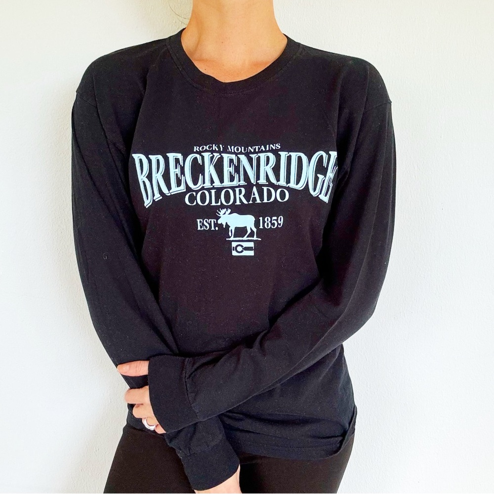 Breckenridge Colorado navy blue Rocky Mountain long sleeve cotton tee medium